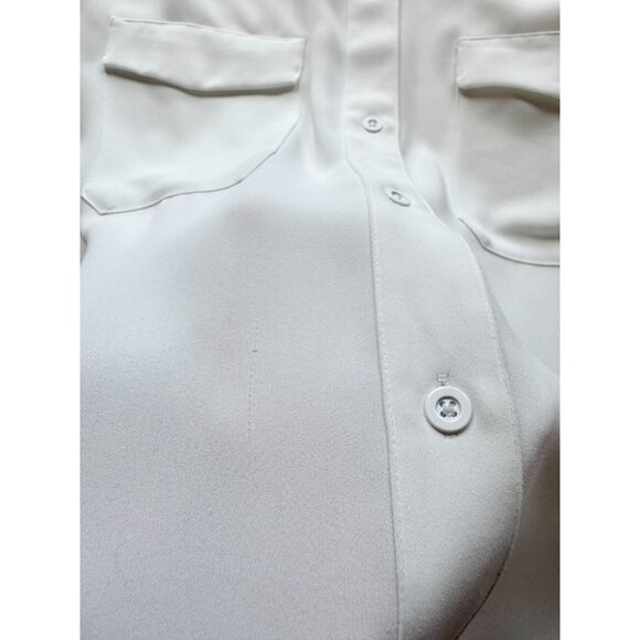 Aritzia BABATON White Matte Satin Front Pocket Button-Up Shirt, Size L - Picture 12 of 15